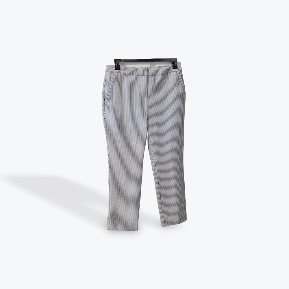 Chicos Brigitte So Slimming Pinstripe Ankle Pants‎ Navy White 2P US 12P